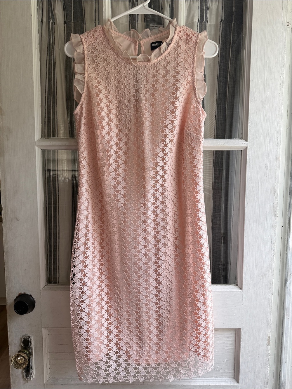 Karl Lagerfeld Blush Pink Eyelet Lace Midi Dress